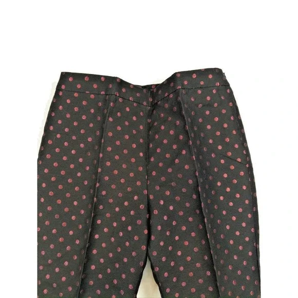 Talbots Pants Women's Size 12 Black Red Metallic Kick Crop Holiday Dot - Picture 4 of 12